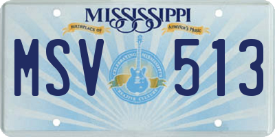 MS license plate MSV513