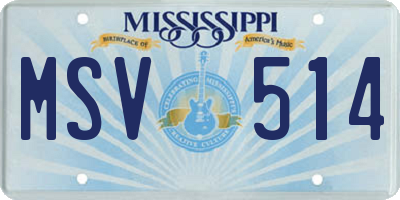 MS license plate MSV514