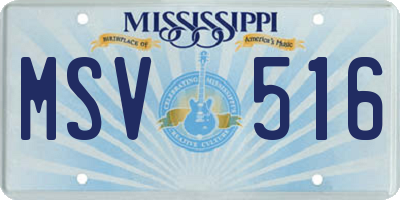 MS license plate MSV516