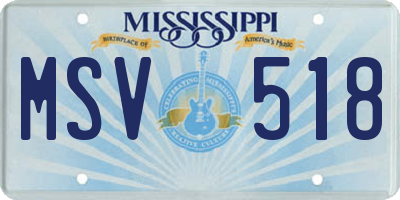 MS license plate MSV518