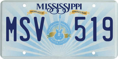 MS license plate MSV519