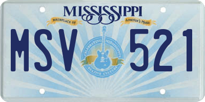 MS license plate MSV521