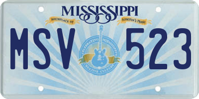 MS license plate MSV523