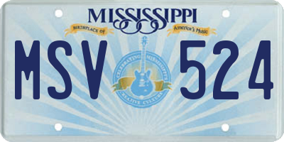 MS license plate MSV524