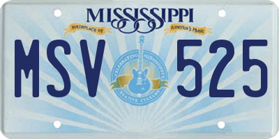 MS license plate MSV525
