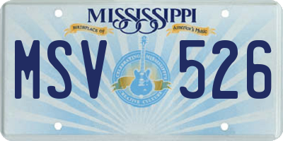 MS license plate MSV526
