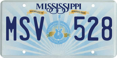 MS license plate MSV528