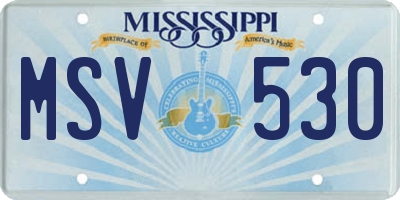 MS license plate MSV530