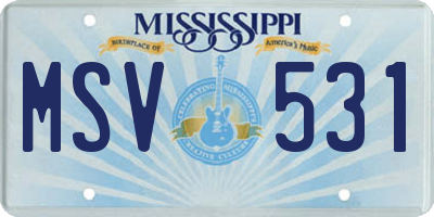 MS license plate MSV531