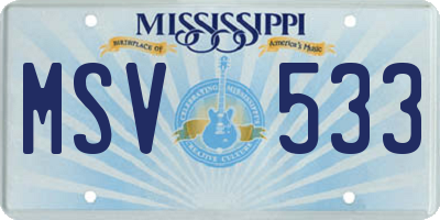 MS license plate MSV533