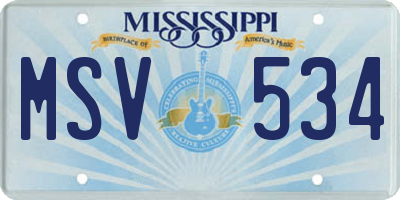 MS license plate MSV534
