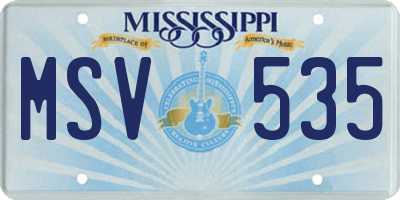 MS license plate MSV535