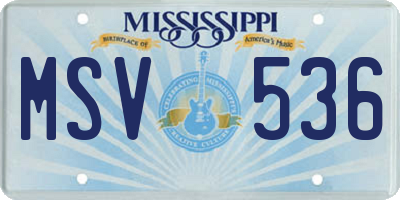 MS license plate MSV536