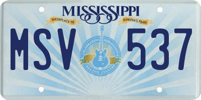 MS license plate MSV537