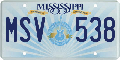 MS license plate MSV538