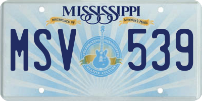 MS license plate MSV539