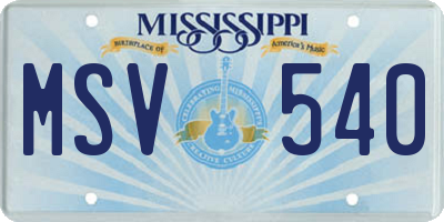 MS license plate MSV540