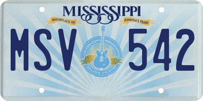 MS license plate MSV542