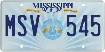 MS license plate MSV545