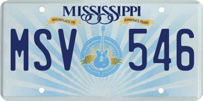 MS license plate MSV546