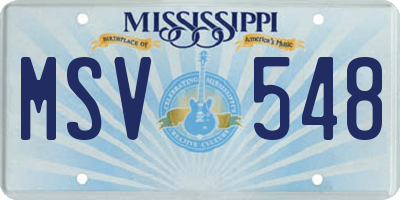 MS license plate MSV548