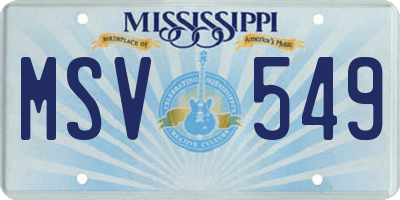 MS license plate MSV549