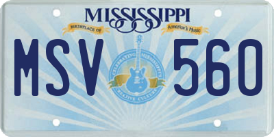 MS license plate MSV560