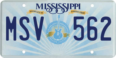 MS license plate MSV562