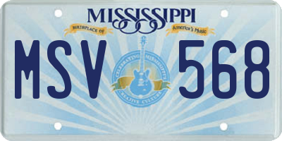 MS license plate MSV568