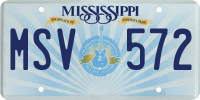 MS license plate MSV572
