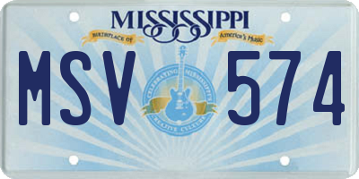 MS license plate MSV574