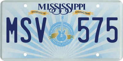 MS license plate MSV575