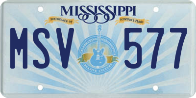MS license plate MSV577