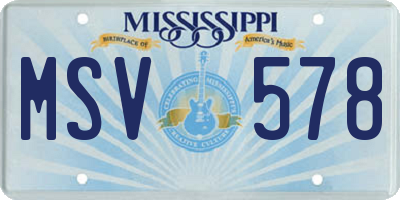 MS license plate MSV578