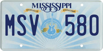 MS license plate MSV580