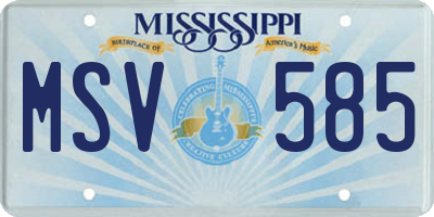 MS license plate MSV585