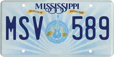 MS license plate MSV589
