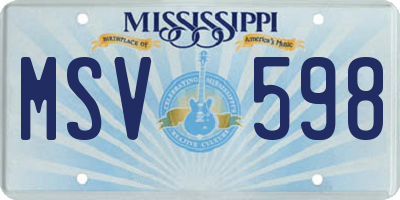 MS license plate MSV598