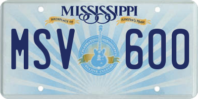 MS license plate MSV600