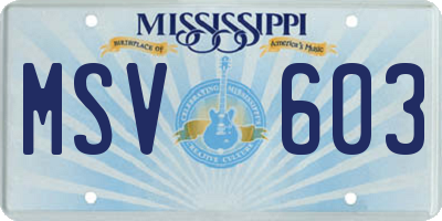 MS license plate MSV603