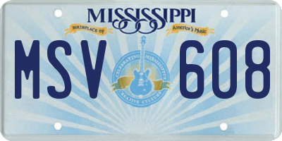 MS license plate MSV608