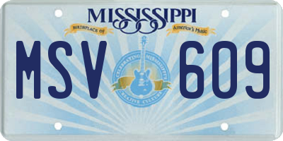 MS license plate MSV609