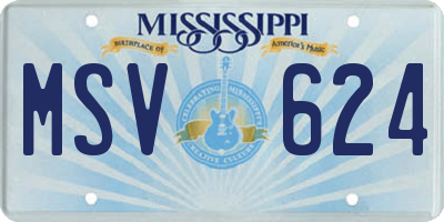 MS license plate MSV624