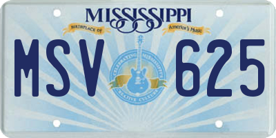 MS license plate MSV625