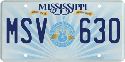 MS license plate MSV630
