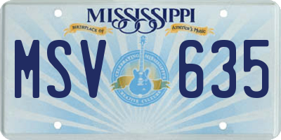 MS license plate MSV635