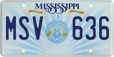 MS license plate MSV636