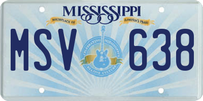 MS license plate MSV638