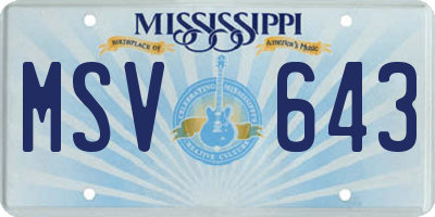 MS license plate MSV643