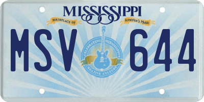 MS license plate MSV644